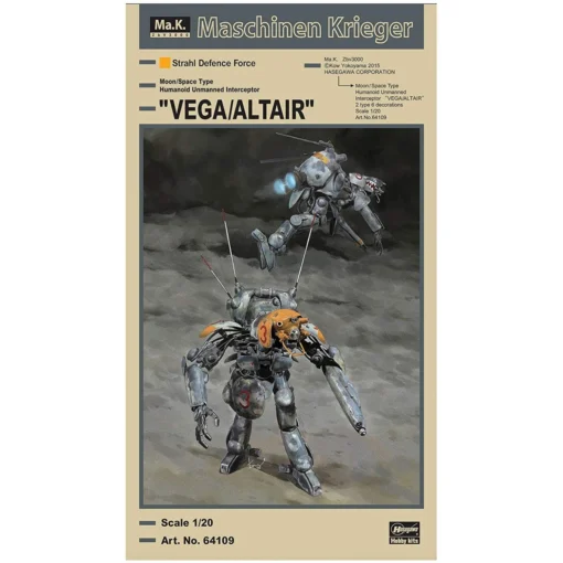 HASEGAWA 64109 MOON/SPACE TYPE HUMANOID UNMANNED INTERCEPTOR VEGA / ALTAIR MASCHINEN KRIEGER 1/20 SCALE CONVERTIBLE KIT -Model Figures Store maschinen krieger 120 scale model kit moonspace humanoid model u 604753.5