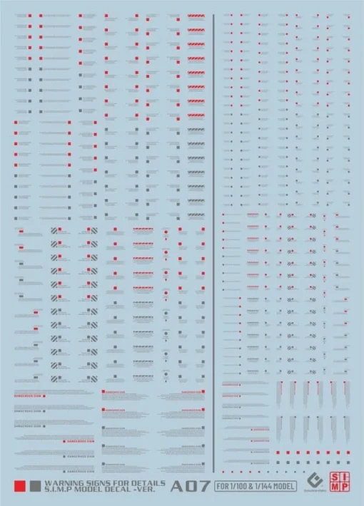 A07 General Caution Sign Black & Red Decal Sheet -Model Figures Store